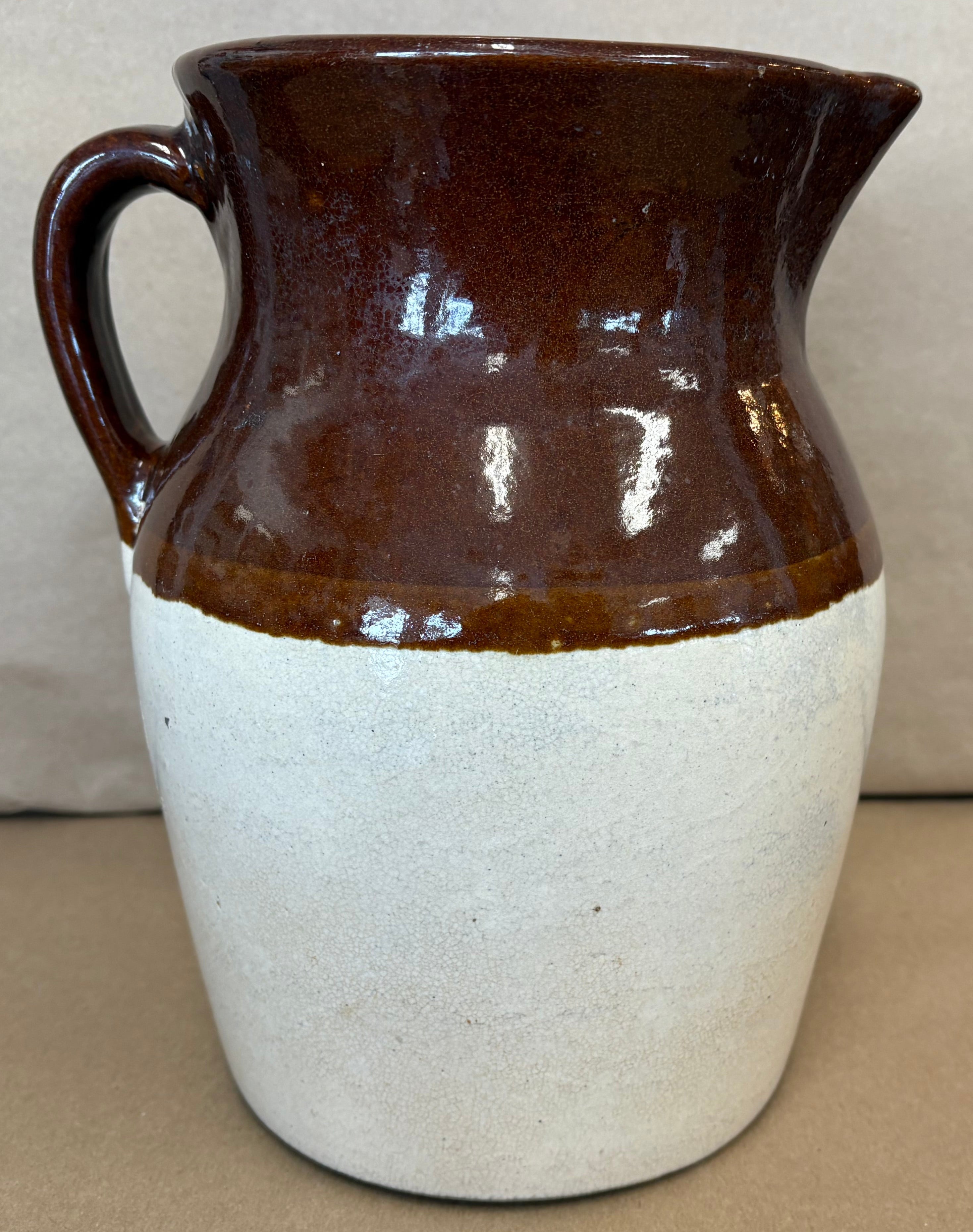 Antique two-tone stoneware Cider Pitcher
