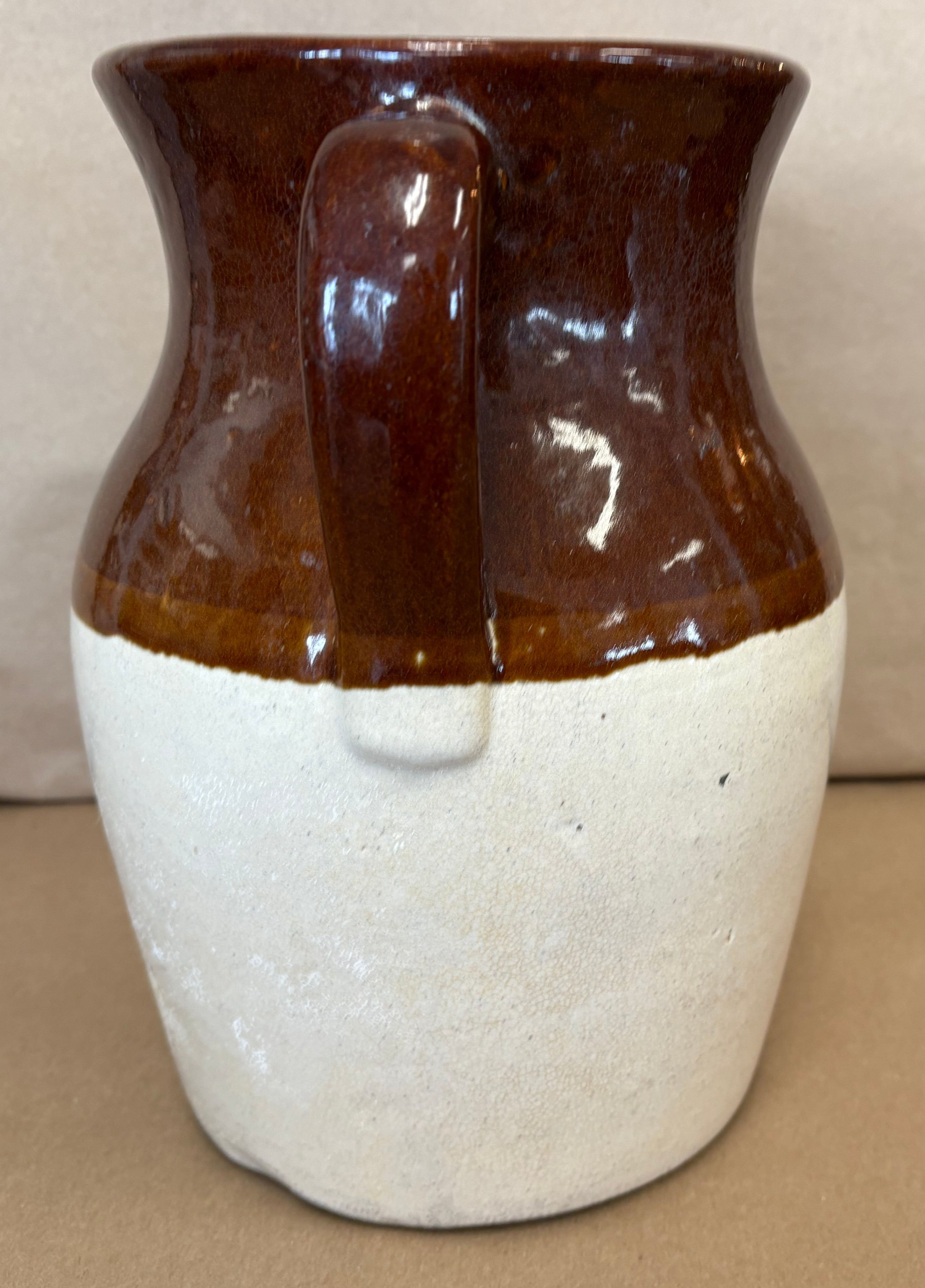 Antique two-tone stoneware Cider Pitcher