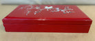 Red lacquer cigarette box with mother of pearl
