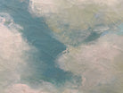 Nautical art, vintage oil painting, blue ocean, beach house, sailing