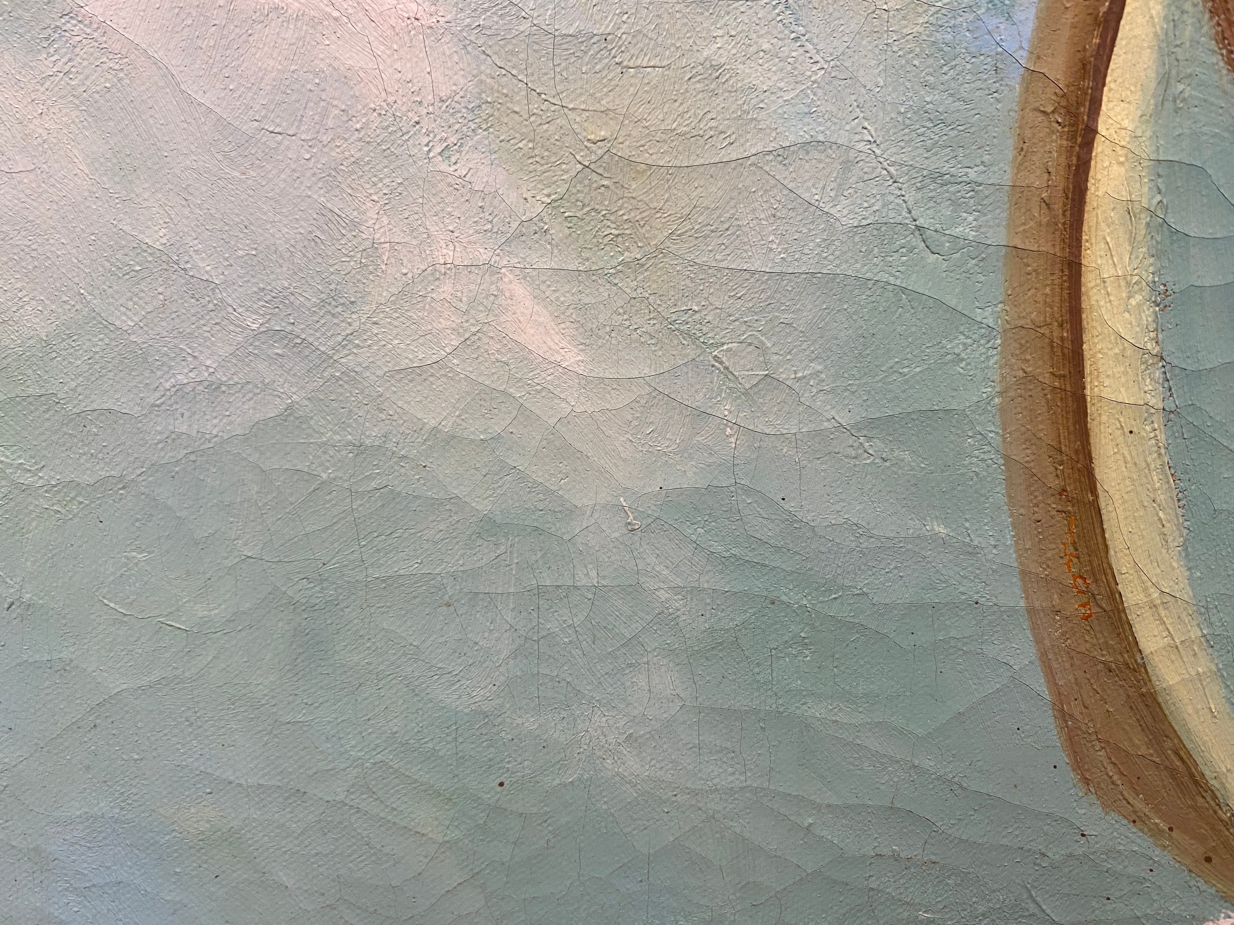 Nautical art, vintage oil painting, blue ocean, beach house, sailing