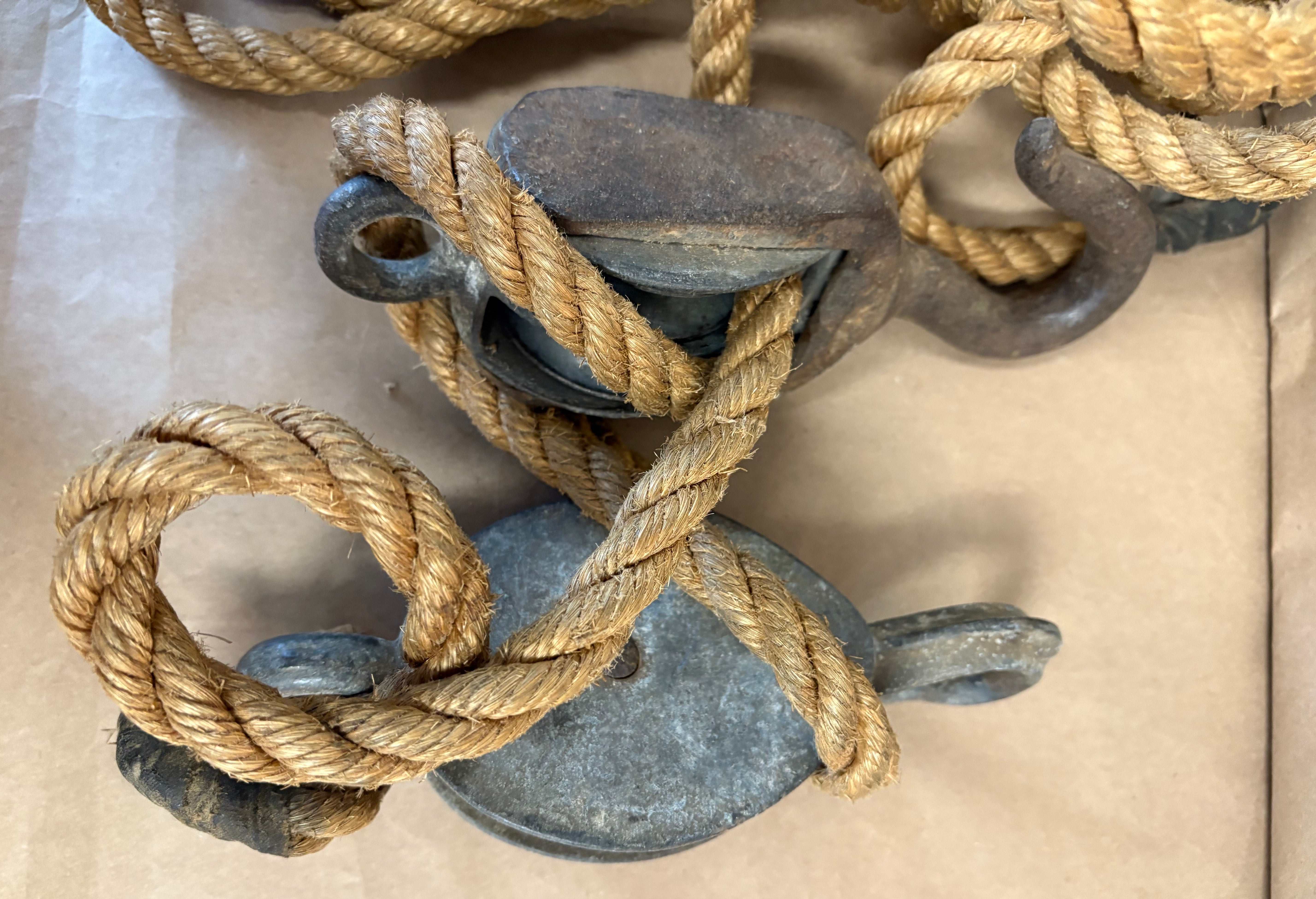 Vintage block, tackle and rope