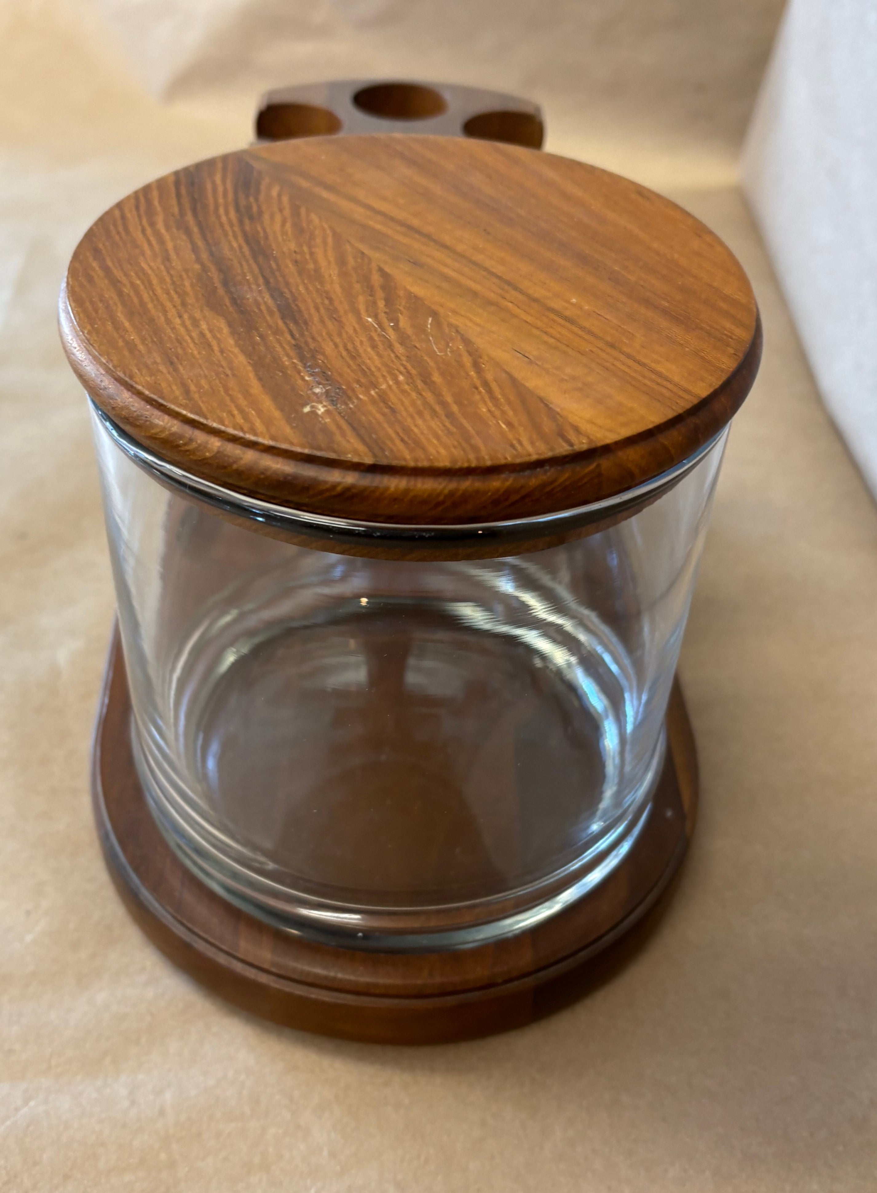 Walnut tobacco pipe stand with humidor