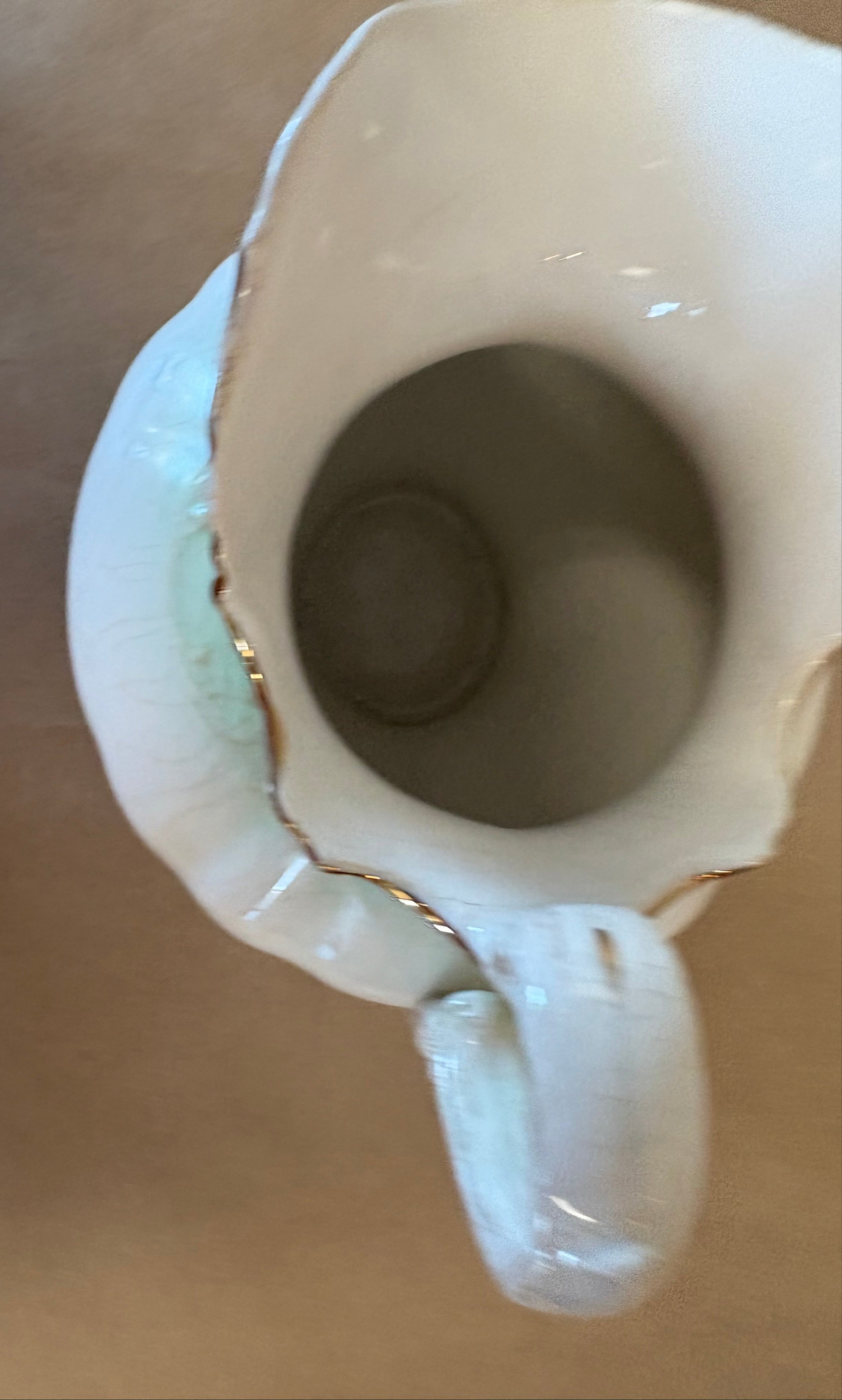 Large white & green Owen Minerva pitcher 