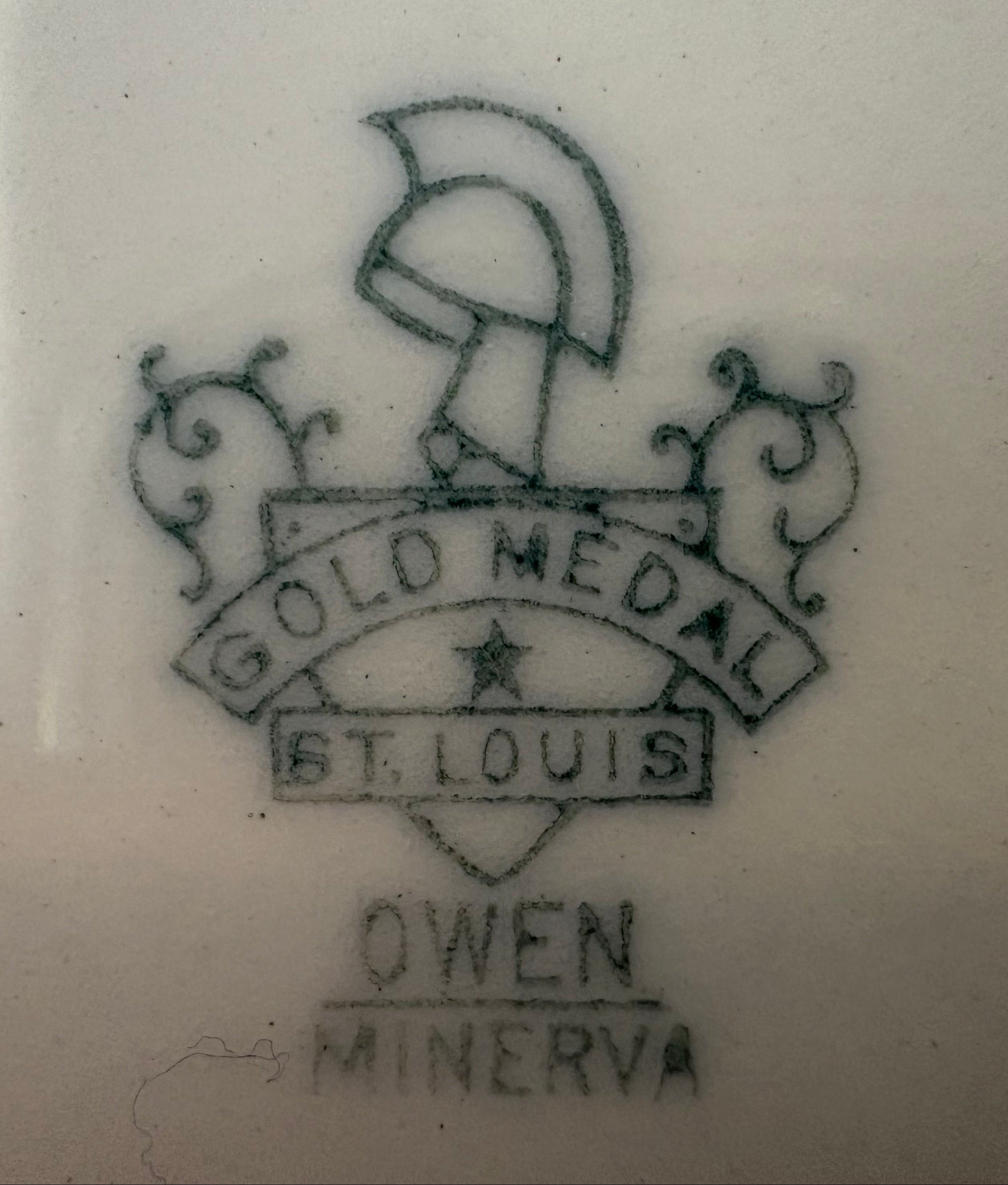 Large white & green Owen Minerva pitcher