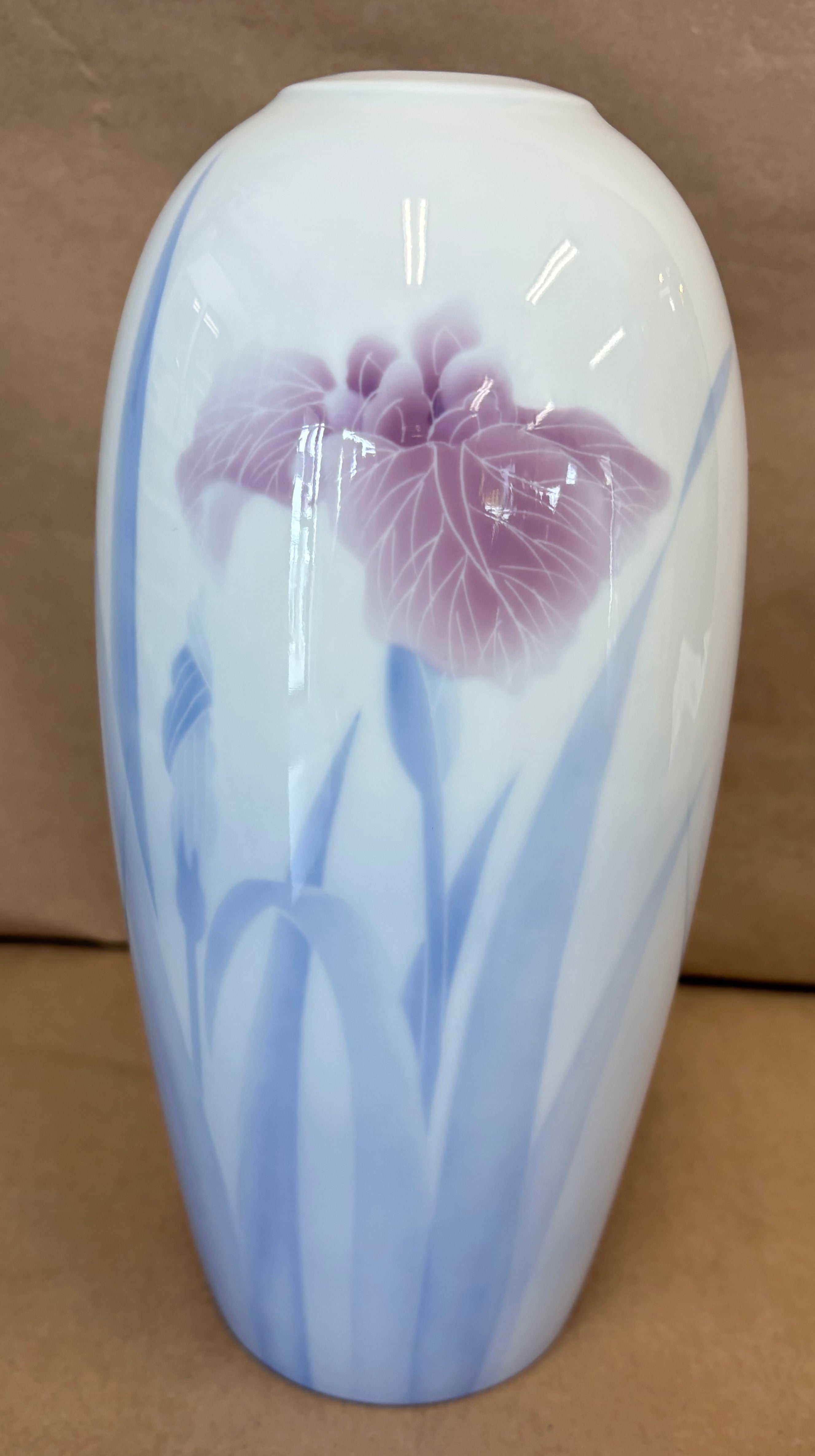 Fugawaya Arita porcelain vase with iris flower & leaves