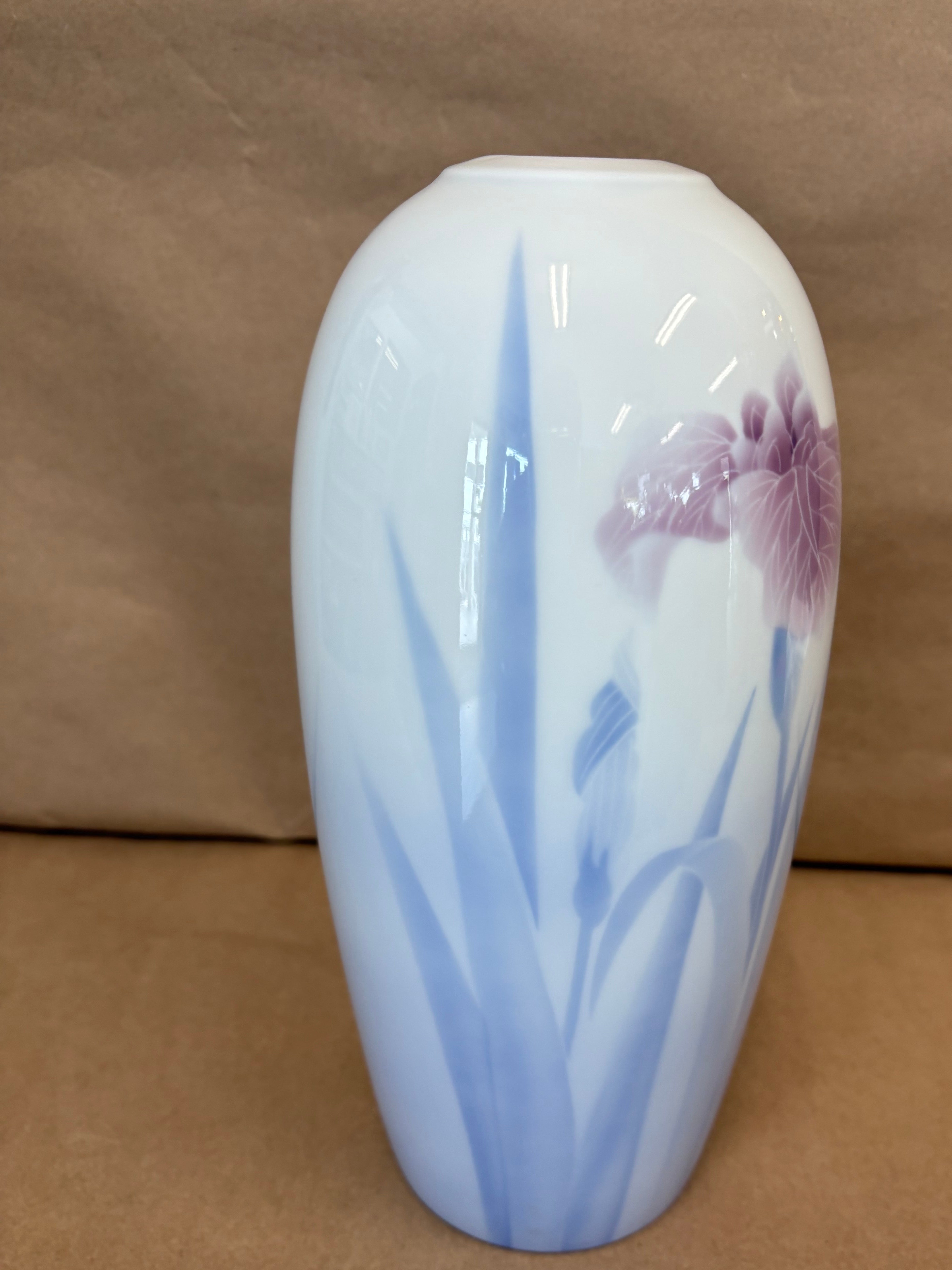 Fugawaya Arita porcelain vase with iris flower & leaves