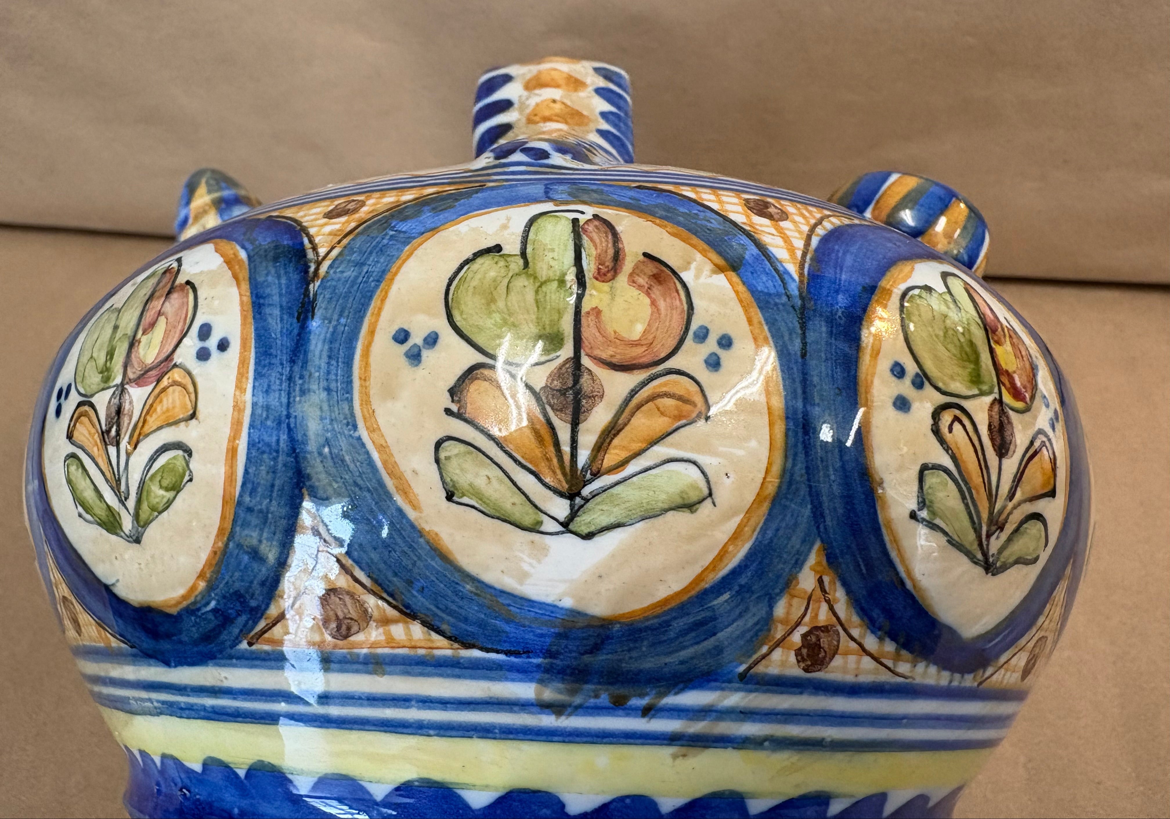 Spanish Faience "Toledo"decorated pottery oil, water or wine jug