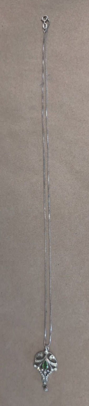 19th century 24" Sterling chain with Pendant by C. Austro 