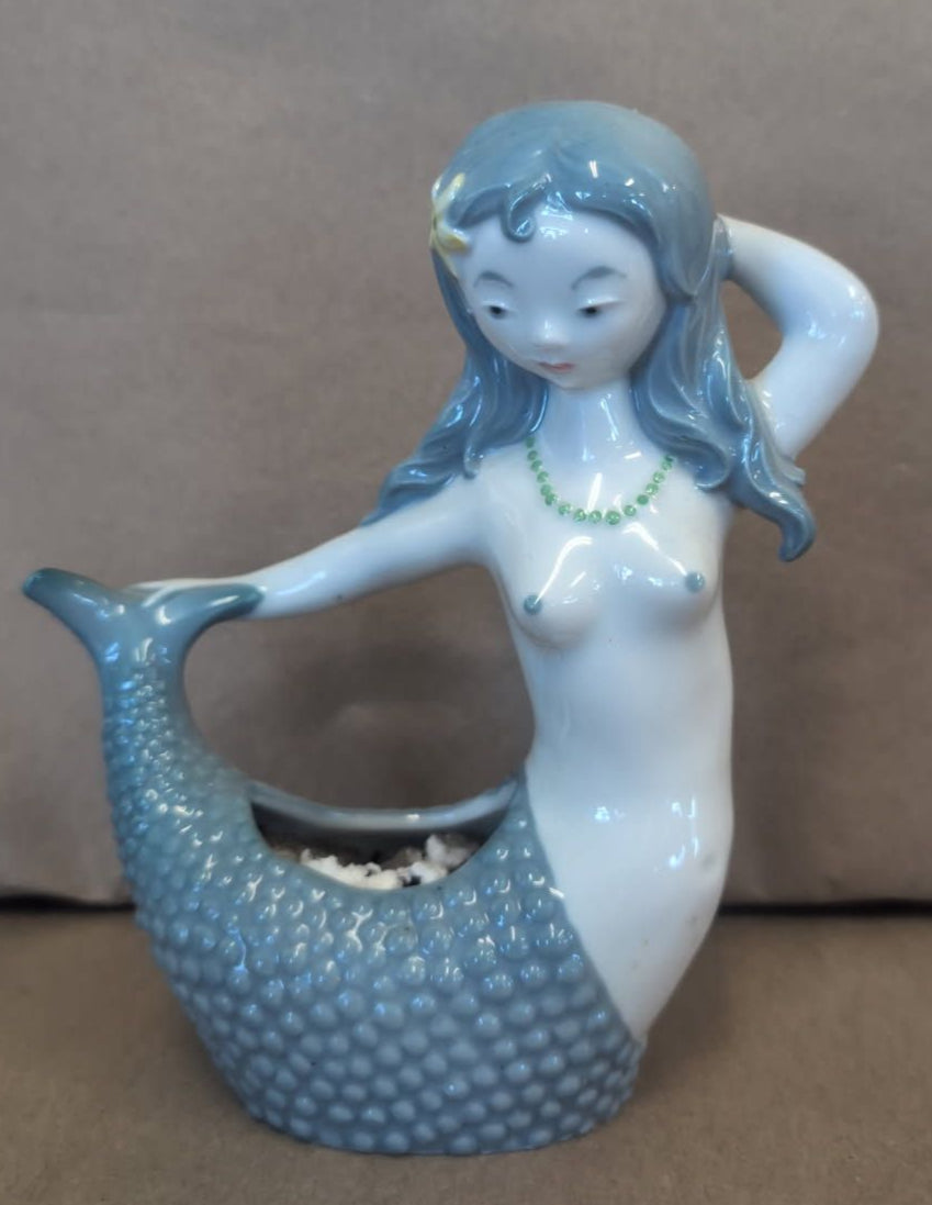 Vintage Ceramic Mermaid Planter 