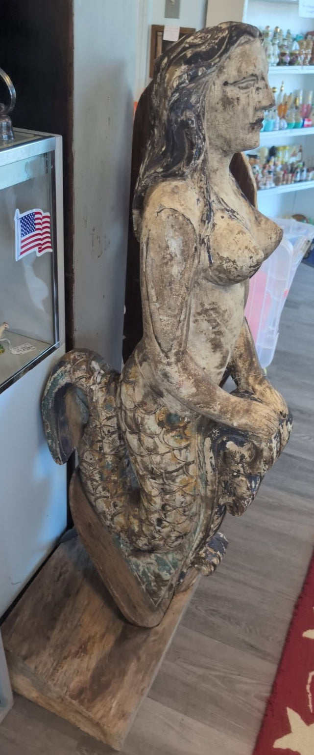 45" tall Wood Mermaid Ship Figurehead