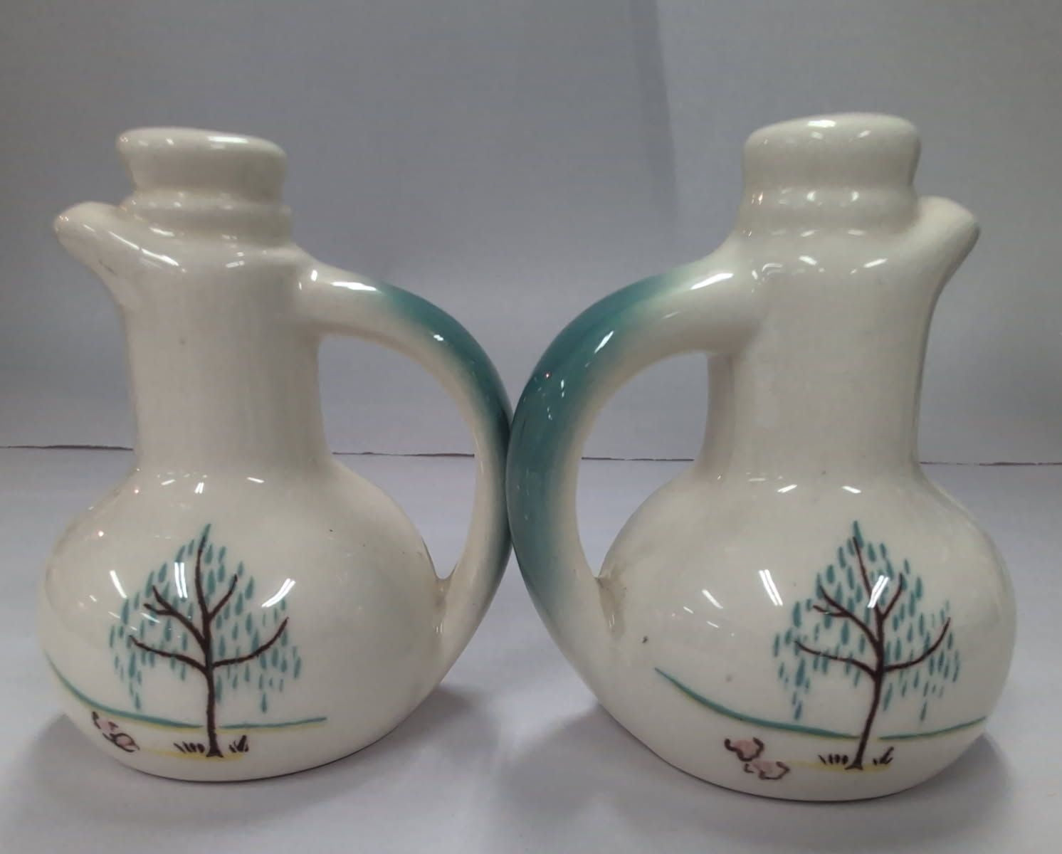 Ceramic mid-century aqua salt & pepper