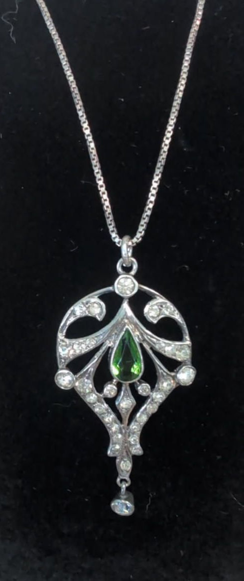 19th century 24" Sterling chain with Pendant by C. Austro 