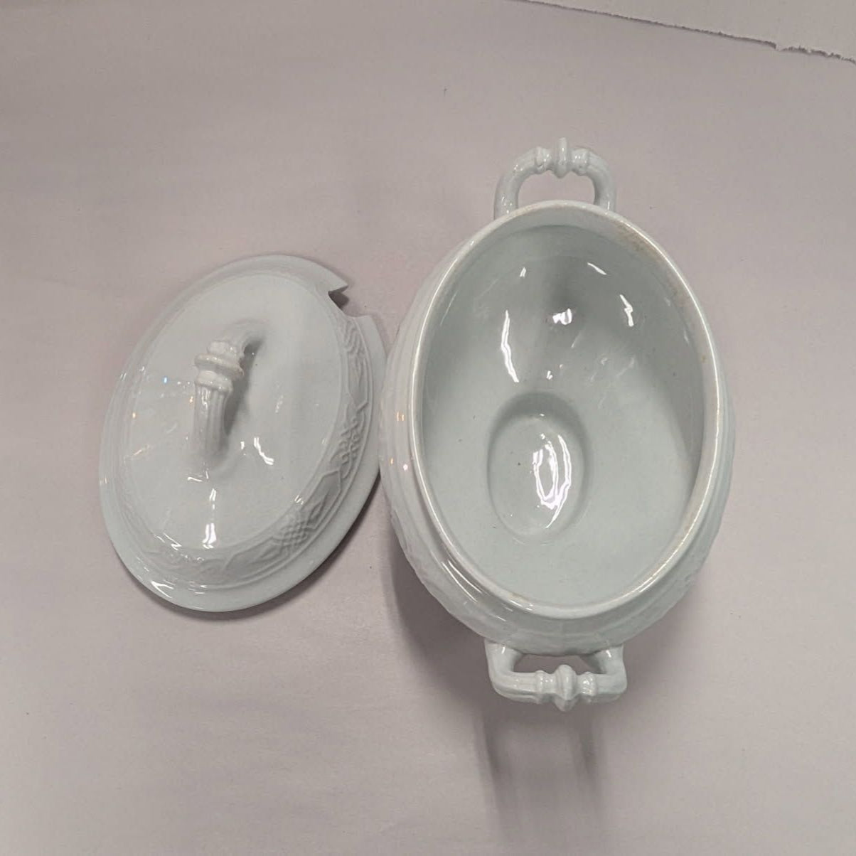 Antique White Ironstone  
compote serving bowl with lid