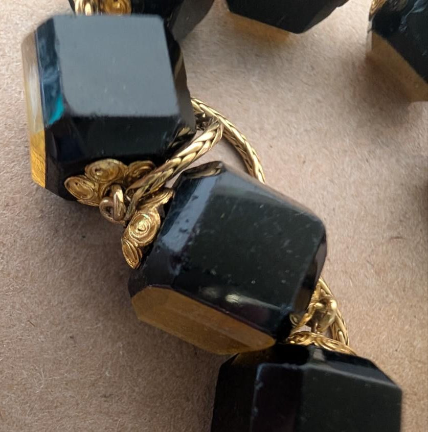 Antique Victorian Mourning Bracelet - Jet black 