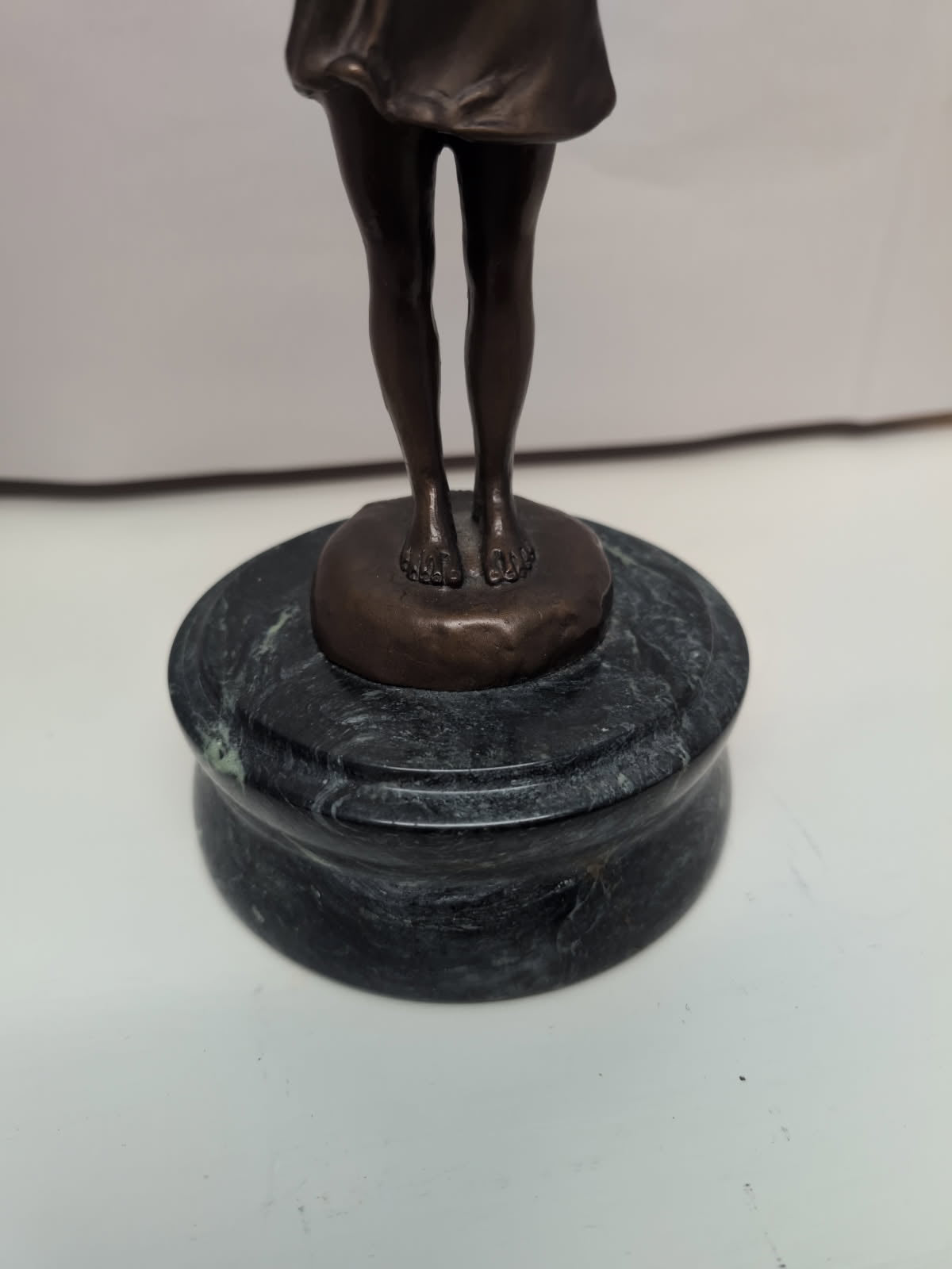 Vintage Suzanne Bizard signed Bronze Statue "Girl Blowing Bubbles" on marble base