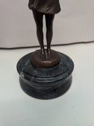 Vintage Suzanne Bizard signed Bronze Statue "Girl Blowing Bubbles" on marble base