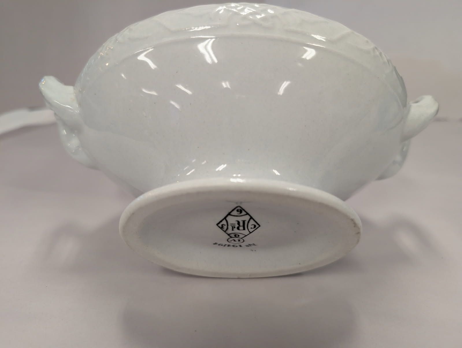 Antique White Ironstone  
compote serving bowl with lid