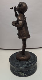 Vintage Suzanne Bizard signed Bronze Statue "Girl Blowing Bubbles" on marble base