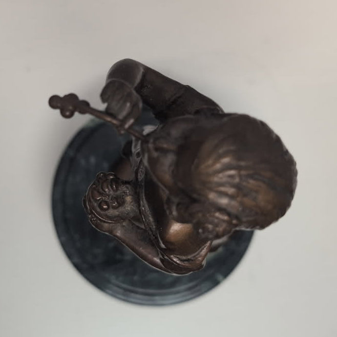 Vintage Suzanne Bizard signed Bronze Statue "Girl Blowing Bubbles" on marble base