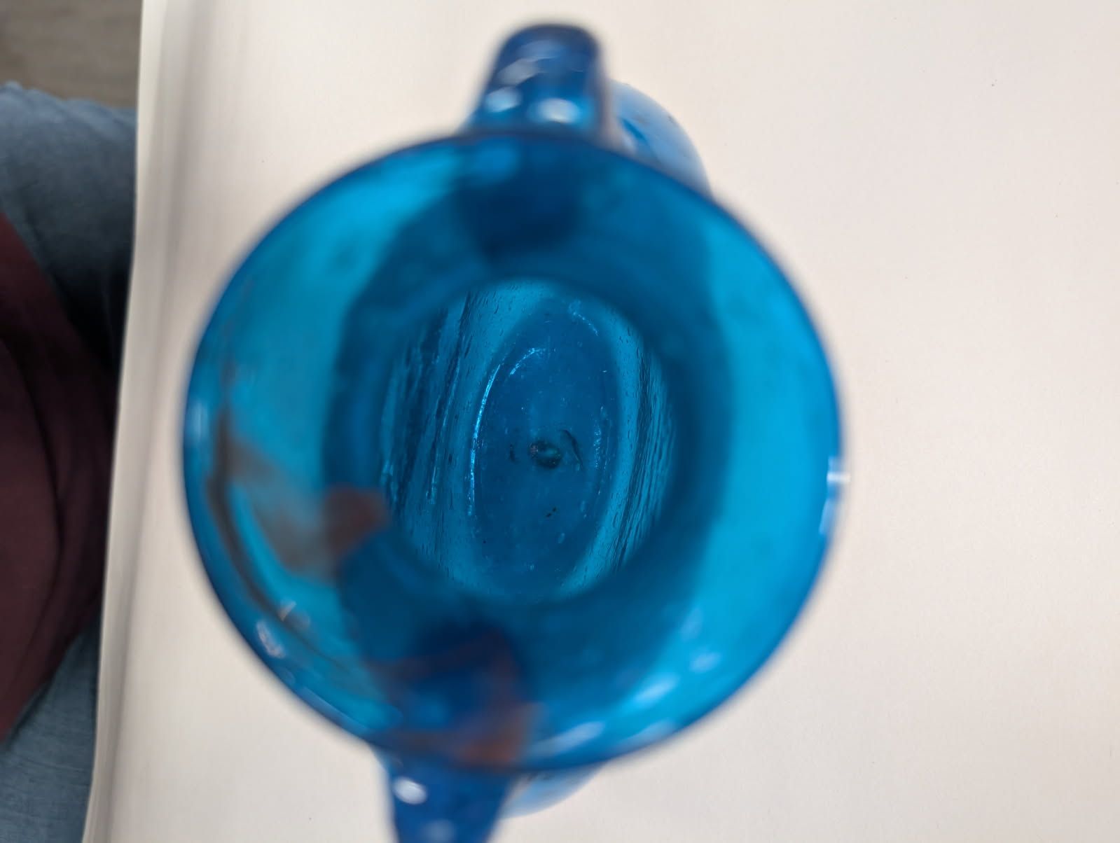 hand blown bubble glass vase blue