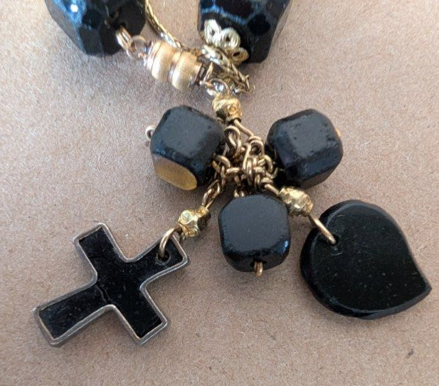 Antique Victorian Mourning Bracelet - Jet black 