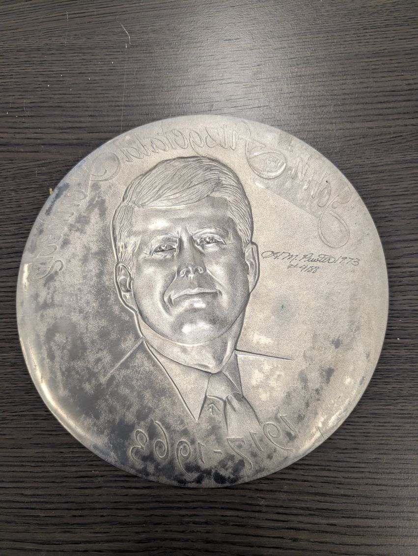 John F. Kennedy pewter plate
