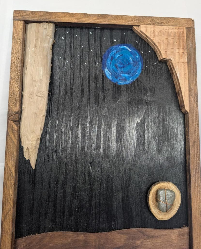 Seashell wood art beach