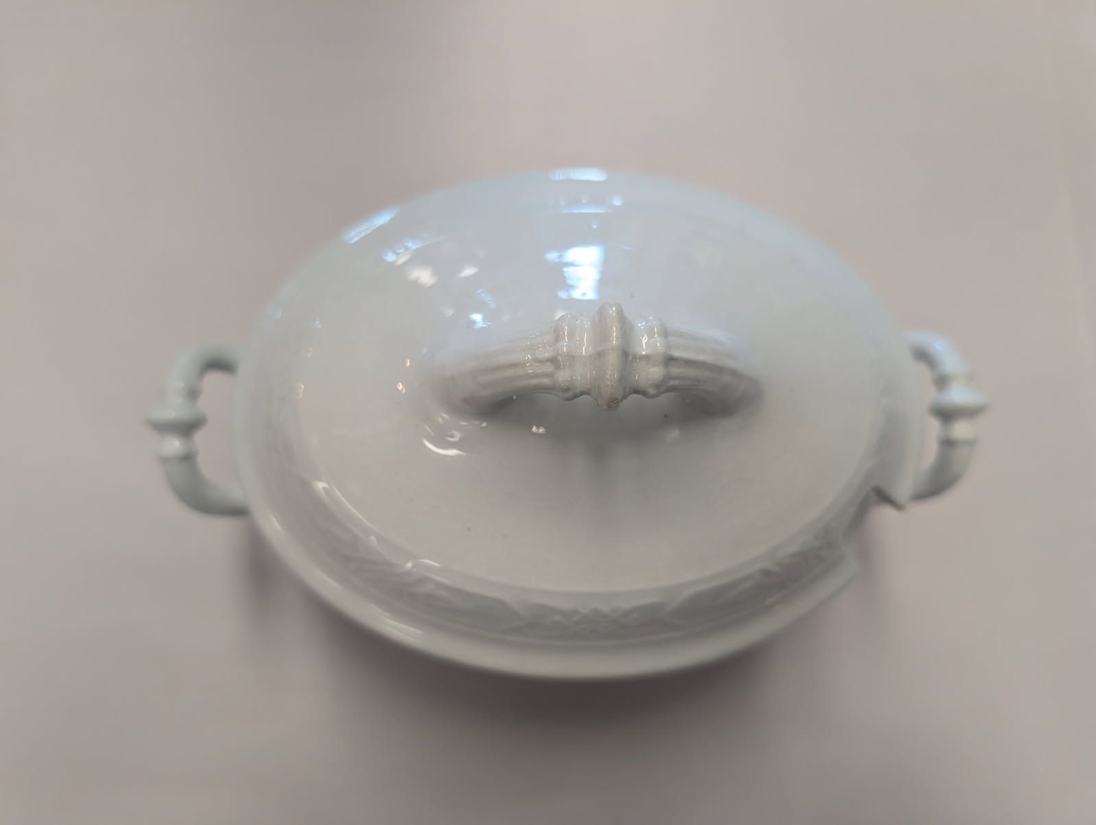 Antique White Ironstone  
compote serving bowl with lid