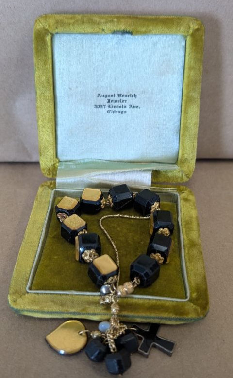 Antique Victorian Mourning Bracelet - Jet black 