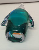 Fenton solid Art Glass Blue and Green Penguin figurine.&nbsp;