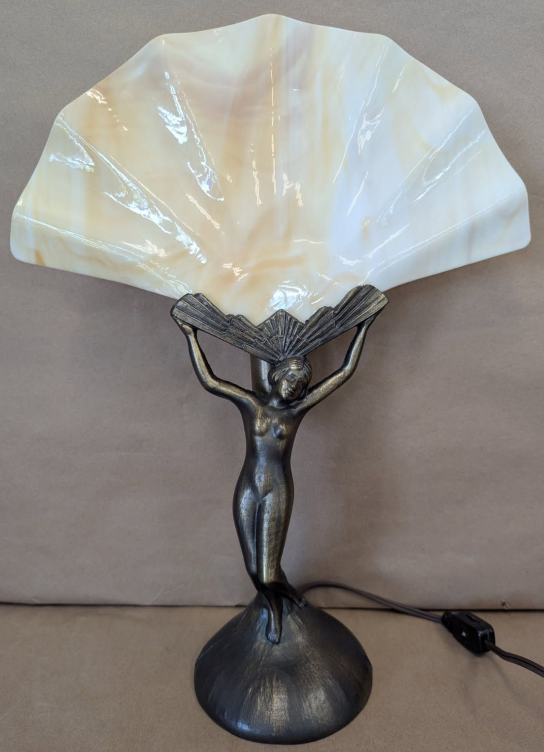 1950s Art Deco Style woman with fan lamp 