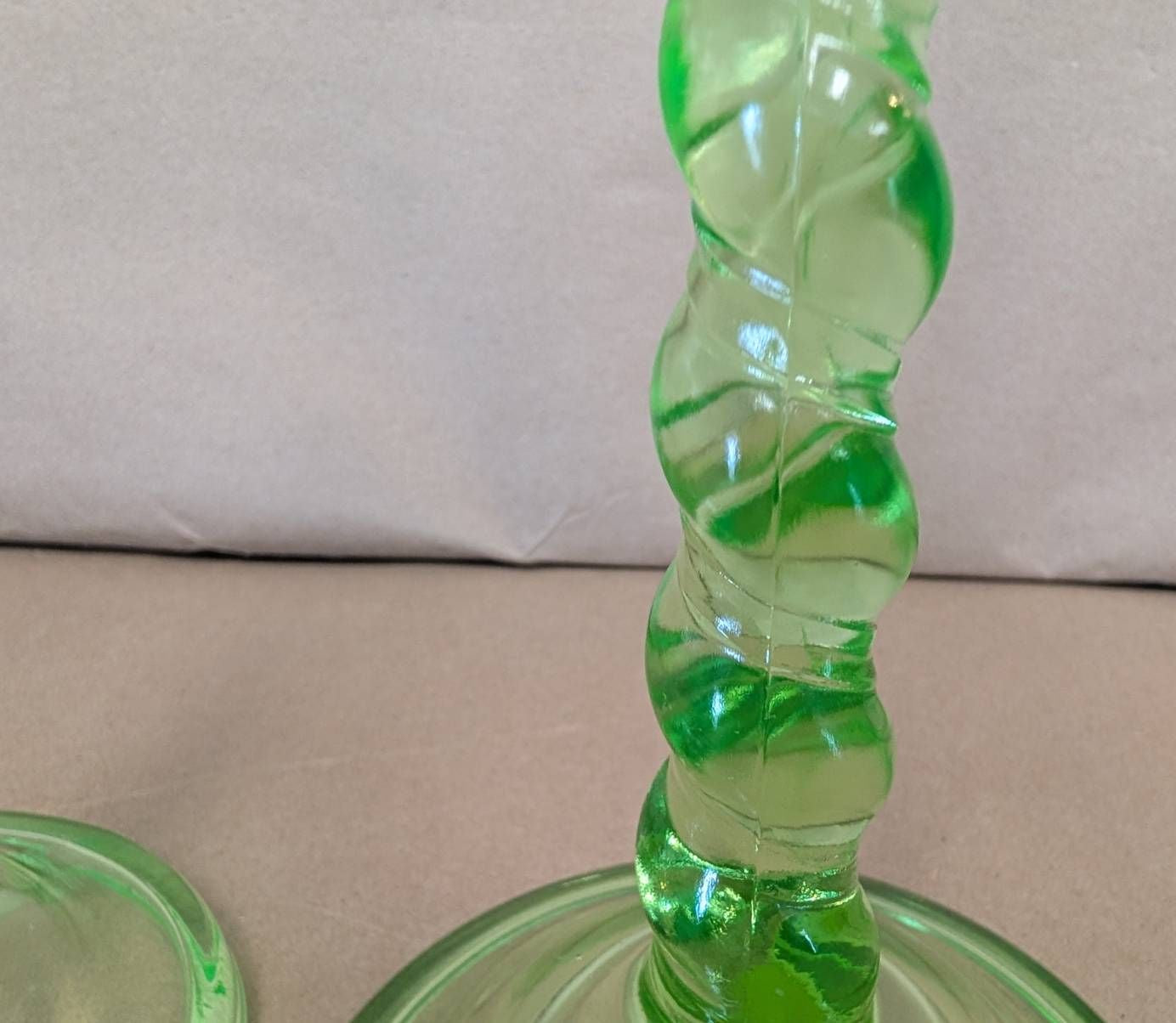 Uranium Glass Vaseline Glass Candlesticks