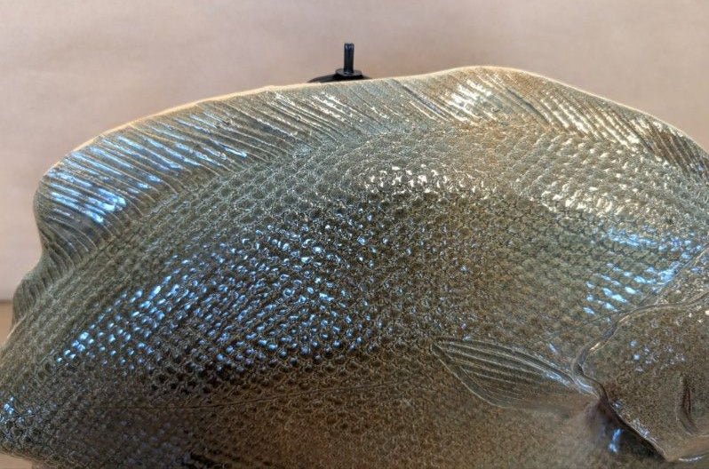 Rosalie Nadeau Pottery Flounder Fish with stand