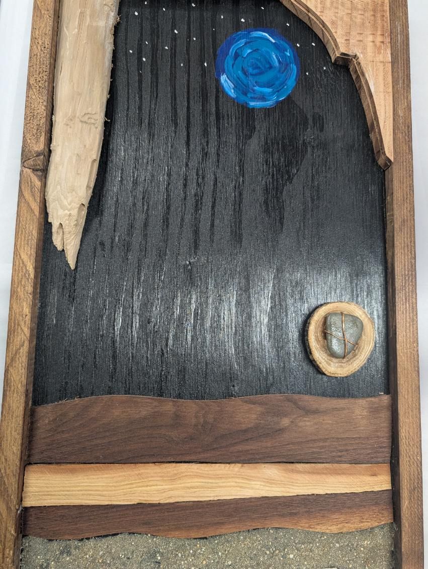 Seashell wood art beach
