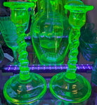 Uranium Glass Vaseline Glass Candlesticks