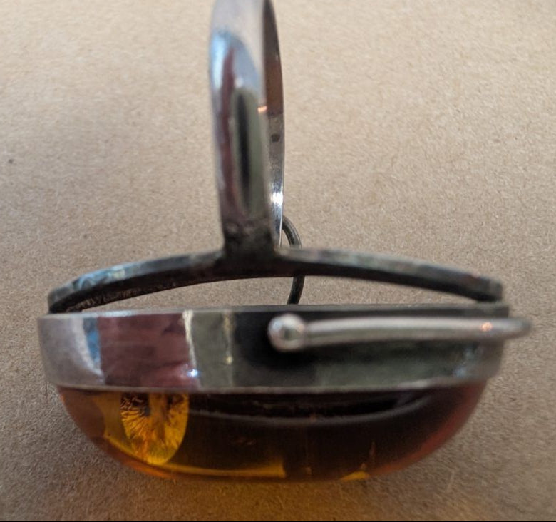 Amber and Sterling Silver ring size 9