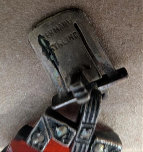 Antique Sterling Carnelian and Marcasite Bracelet&nbsp;