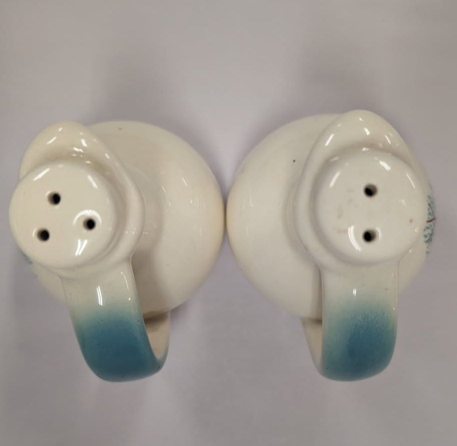 Ceramic mid-century aqua salt & pepper