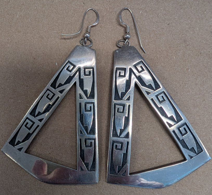 Hopi Indian Sterling Silver Earrings signed