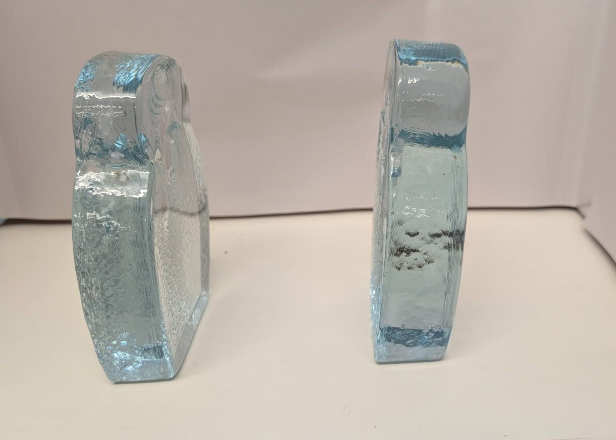 Blenko glass owl bookends