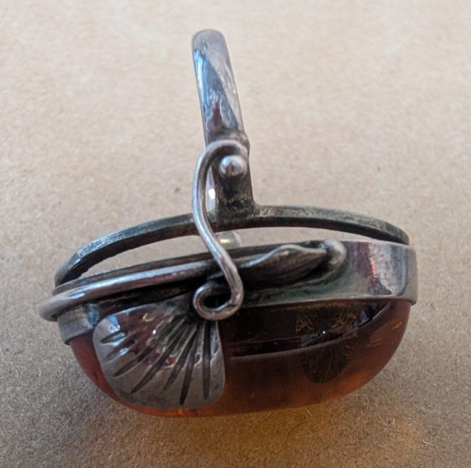 Amber and Sterling Silver ring size 9