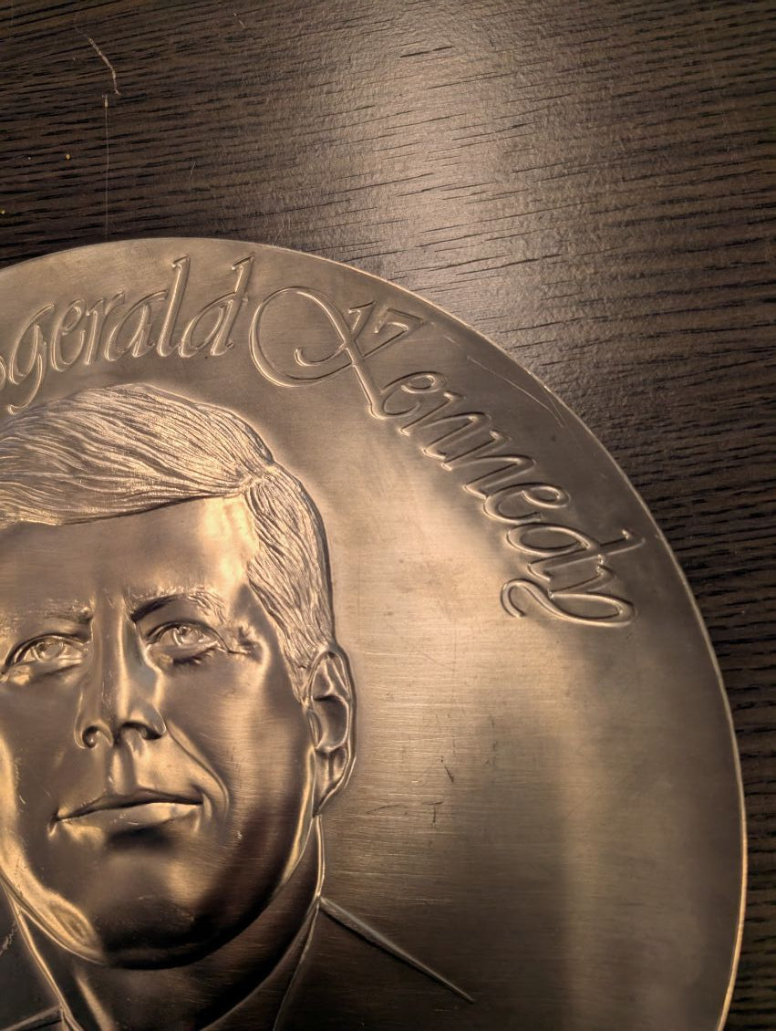 John F. Kennedy pewter plate