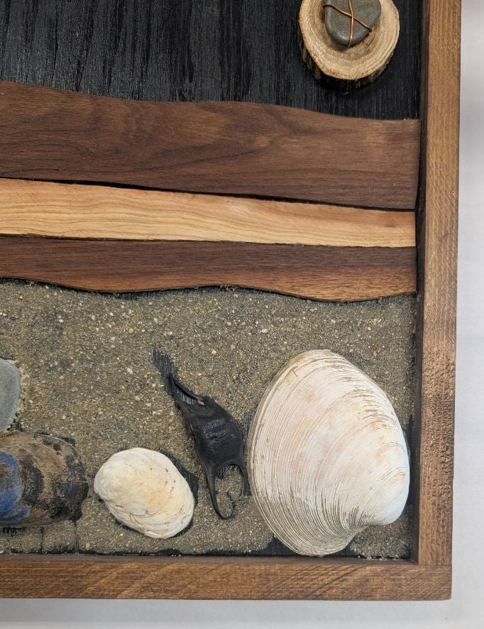 Seashell wood art beach