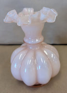 Vintage Fenton Glass pink ruffled vase