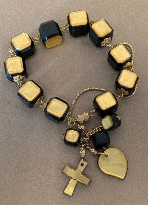 Antique Victorian Mourning Bracelet - Jet black 