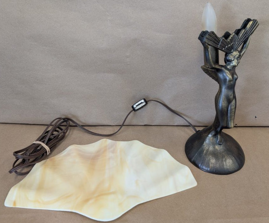 1950s Art Deco Style woman with fan lamp 