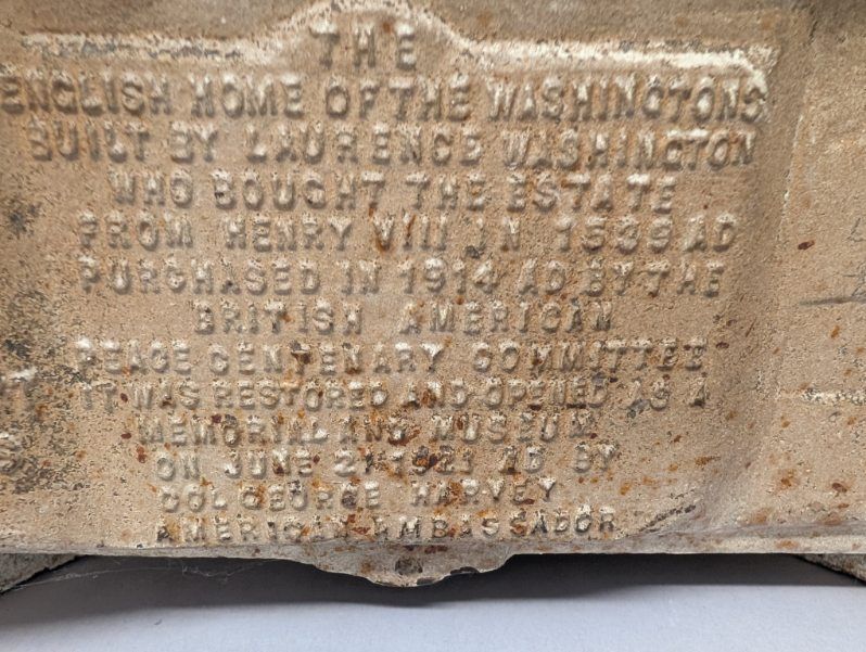 Cast Iron Sulgrave Manor Ancestral Home of George Washington in England 1925