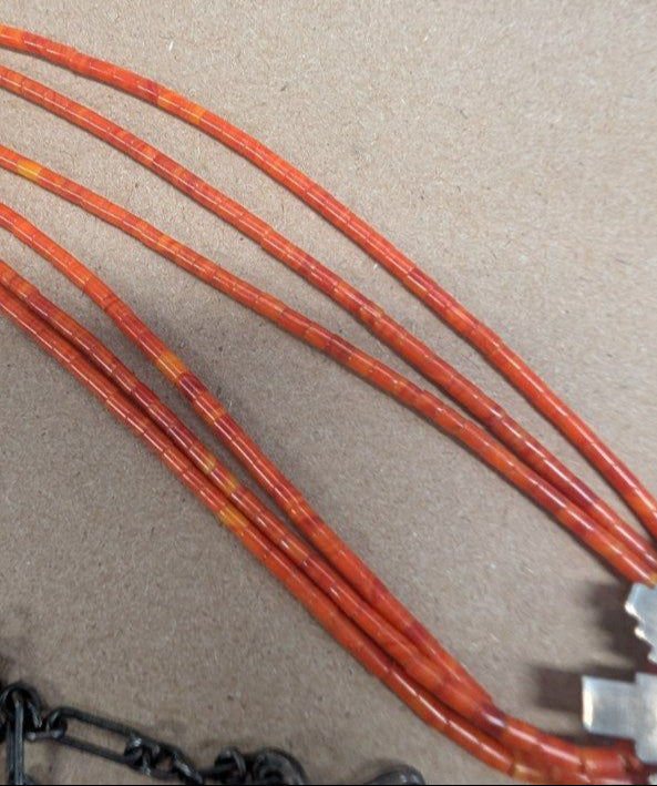 Sierra Small Bird Coral and Sterling Necklace 