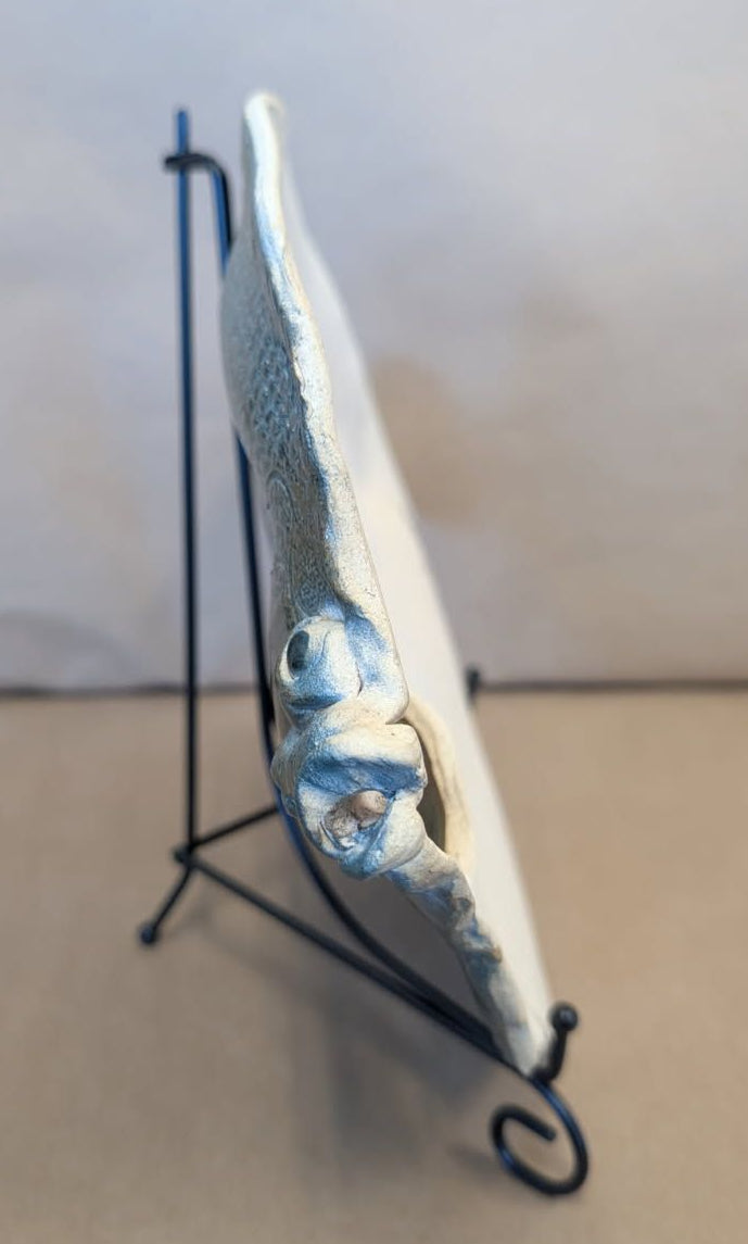 Rosalie Nadeau Pottery Flounder Fish with stand